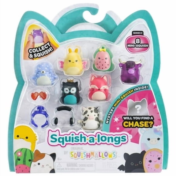 Squish-A-Longs By Squishmallows 8 Pack (Style 4- W2) - (8) 1Mini-Squish With (2) Accessories (1) Ring And A Collector? Guide - Collect Trade & Play