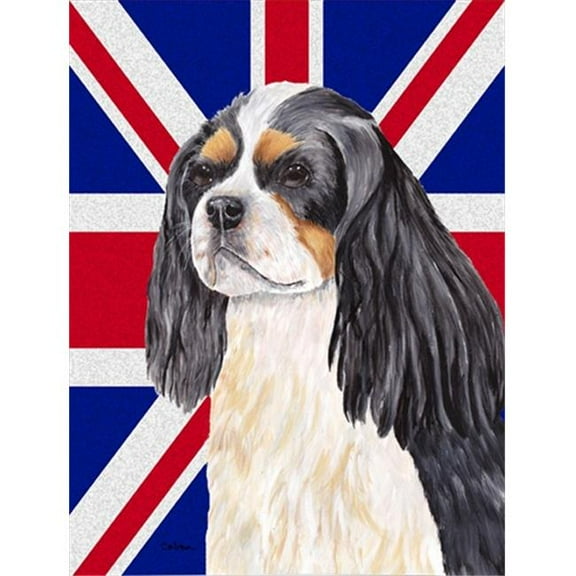 Cavalier Spaniel With English Union Jack British Flag Flag Garden Size