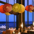 thumbnail image 3 of Round Concise Hand-woven Rattan Vine Ball Pendant Lampshade Light Lamp Shades Light Accessories(15cm Diameter) Pink, 3 of 8