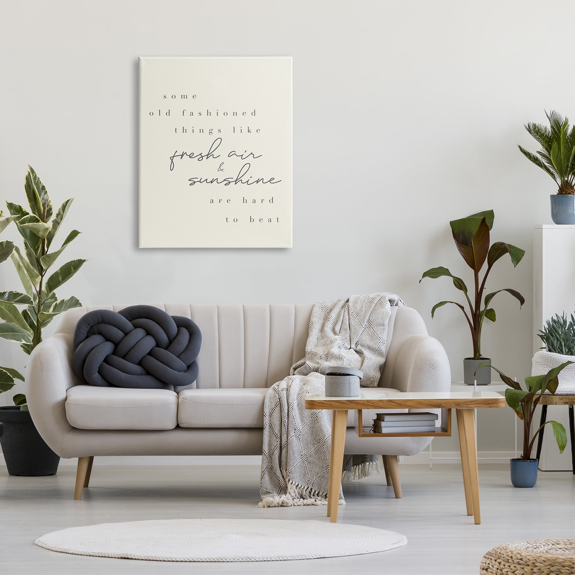 Stupell Industries Fresh Air & Sunshine Comforting Cursive Typography Graphic Art Gallery Wrapped Canvas Print Wall Art, Design by Daphne Polselli