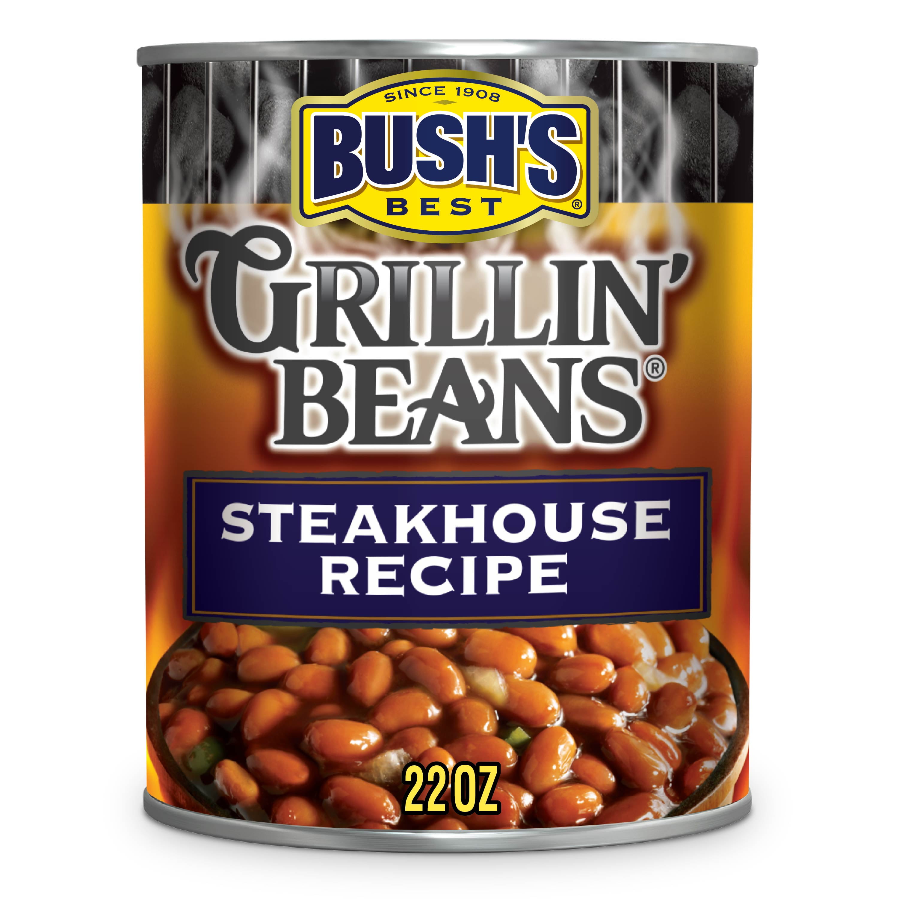 Bush's Grillin' Beans Steakhouse Recipe, Canned Beans, 22 oz