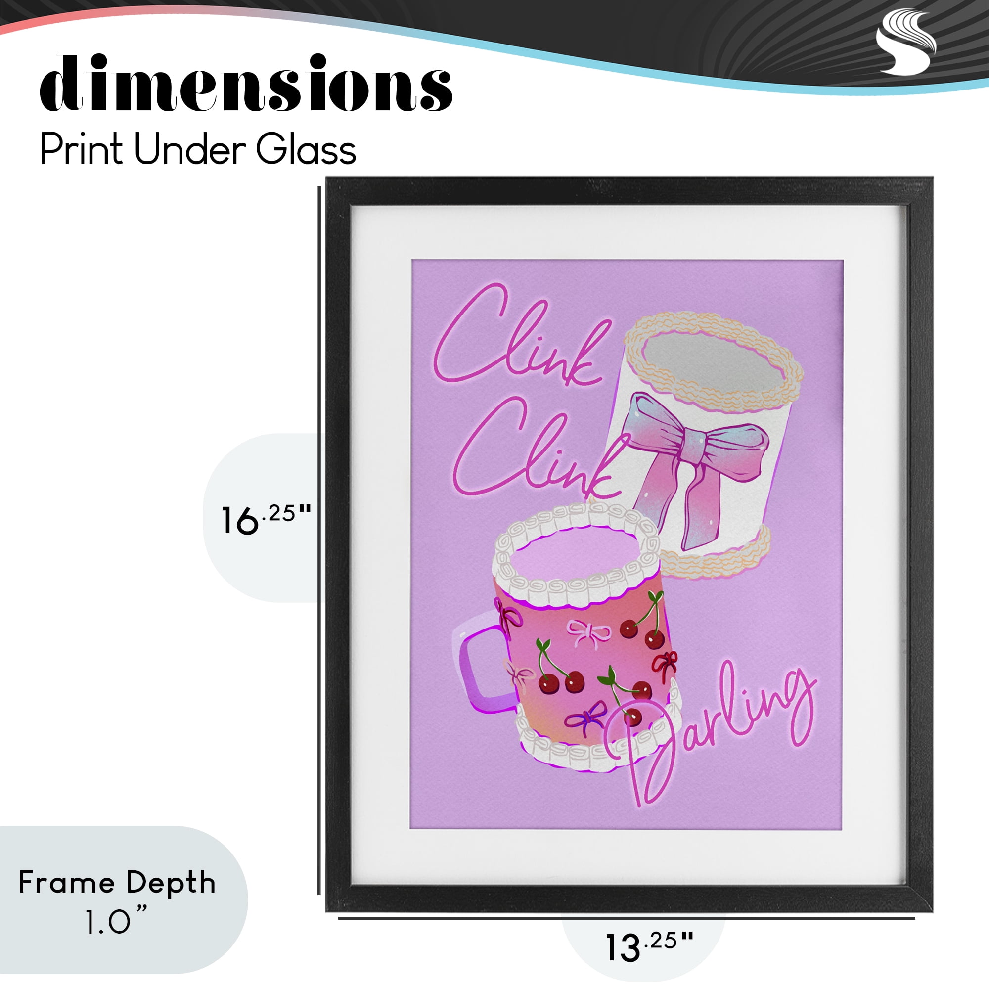 Stupell Industries Clink Darling Cherry Mug Black Framed Print Under Glass, design by Ziwei Li