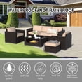 thumbnail image 6 of SHGJ&SOFT 7 Piece Patio Furniture Set, Wicker Outdoor Sectional Sofa with Washable Cushion Covers and Tempered Glass Table, Rattan Conversation Set for Poolside, 6 of 10