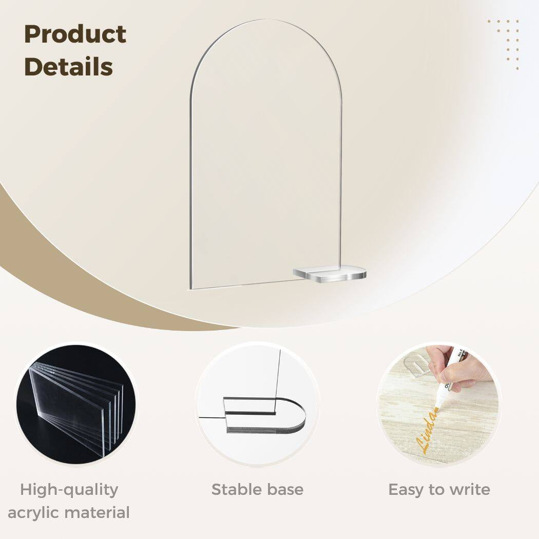 10 Pack 4x6 Inch Blank Clear Arch Acrylic Sign With Wooden Stands, Arched Round Top Acrylic Sheet, DIY Acrylic Arch Table Numbers For DIY Name Card Gifts Event Party Sign Decoration - View #10