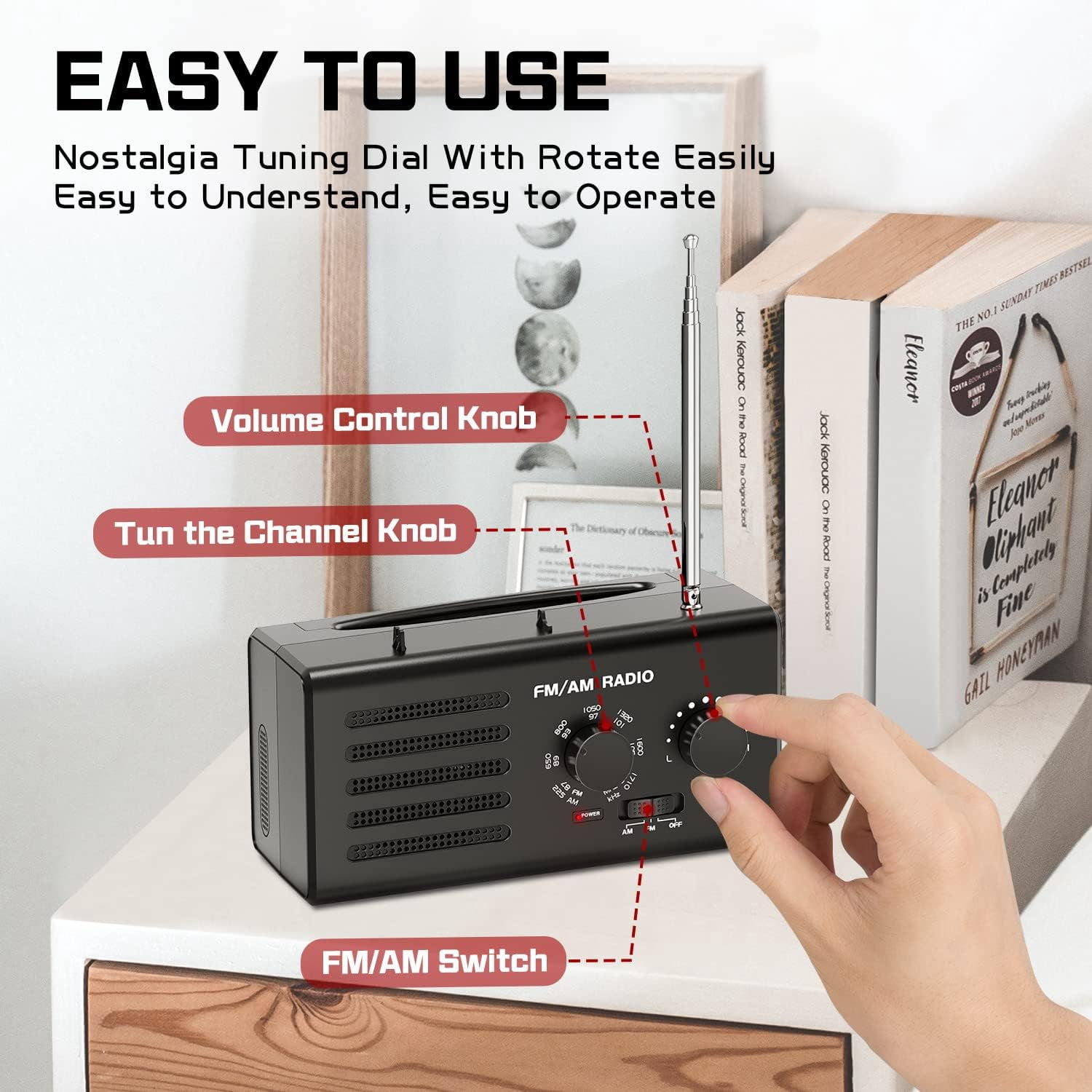 AM FM Radio Portable, Battery Operated & Plug in, Portable Radio with Best Reception for Emergency, Weather Alert, Home Outdoor, Camping, and Gift for Seniors
