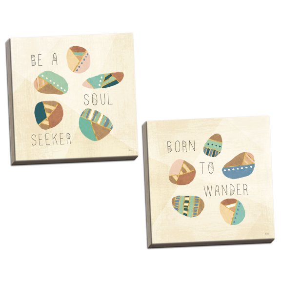 Gango Home Decor Contemporary Outdoor Geo VIII & IX by Veronique Charron (Ready to Hang); Two 12x12in Hand-Stretched Canvases