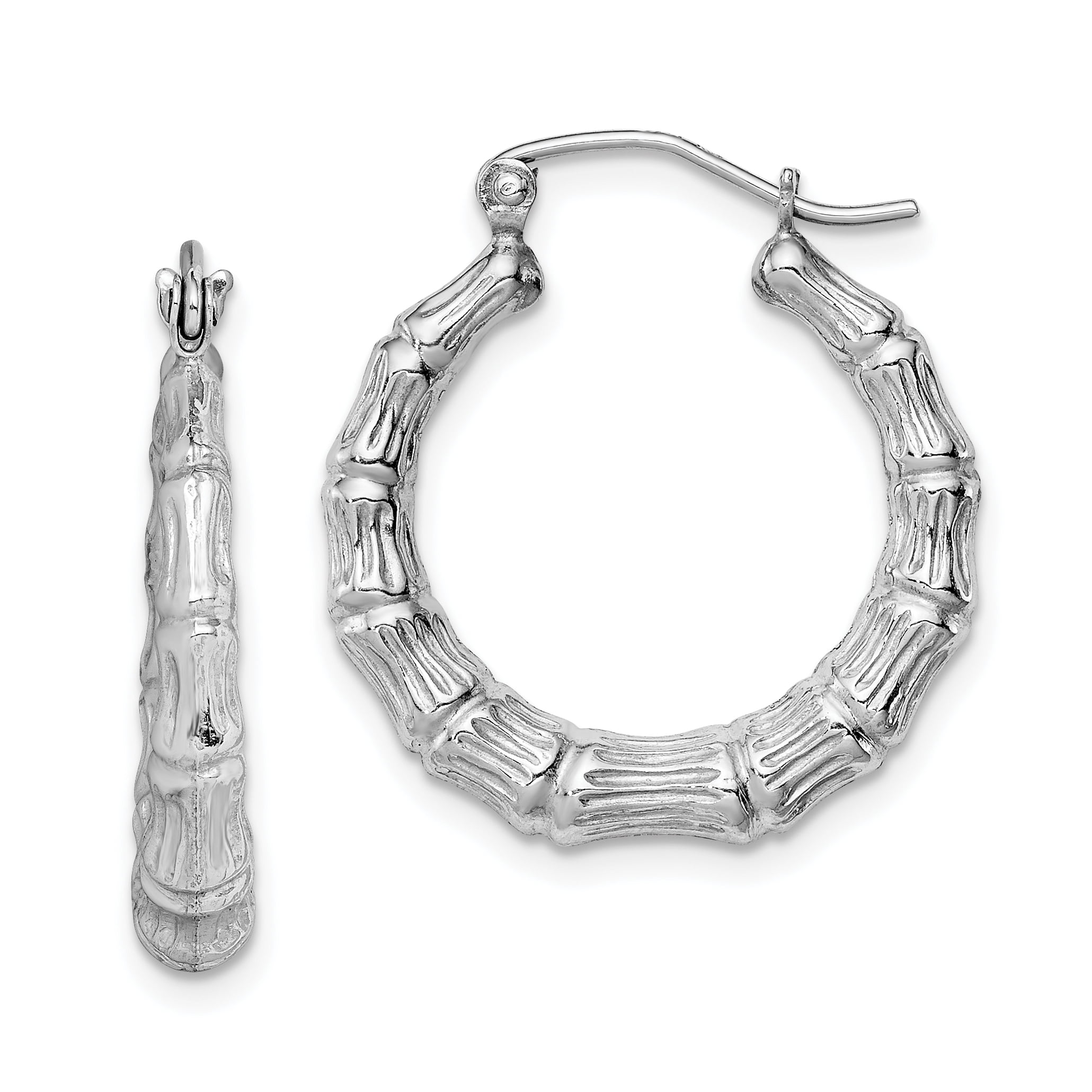 Sterling Silver Bamboo Style Hoop earrings
