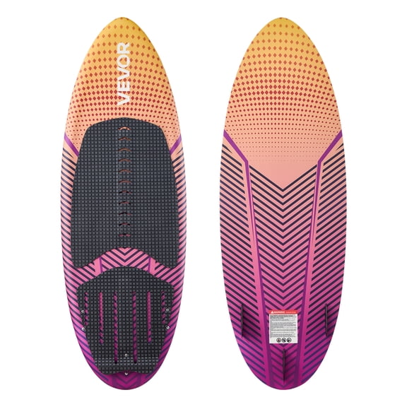 VEVOR 63-Inch Wakesurf Board, Wake Surfing Board with EPS Foam Core, EVA Non-Slip Pad & 3 Tail Fins, UV-Resistant Wakesurfing Boards for Adults Up to 250 lbs
