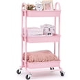 thumbnail image 1 of Kingrack Chariot Roulant, Chariot Utilitaire, Chariot de Rangement Robuste, Métal et Plastique, Rose, 1 of 7