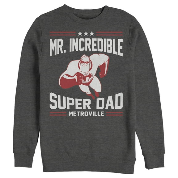 Men's The Incredibles Mr. Incredible Super Dad  Sweatshirt Charcoal Heather 2X Large