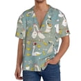 thumbnail image 3 of Naloa Cute Farm Birds Men's Loose Fit Cuban Collar Short-Sleeve Shirt with Button-down and Chest Pocket for Everyday Wear Outings - Large, 3 of 7