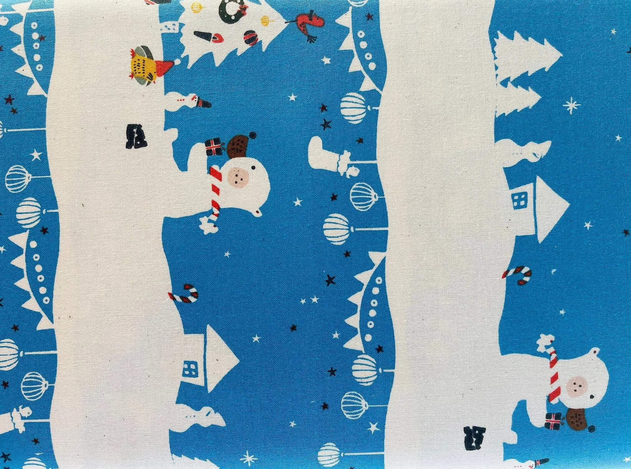 Waku Waku Christmas-Mr Polar Bear-Blue Unbleached Fabric-Naocoom-Cotton+ Steel