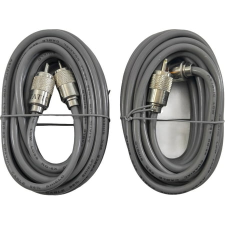Lot of 2 Astatic A8X18Z CB Radio 18 Foot RG8X Antenna Coaxial Cable w/ PL259s