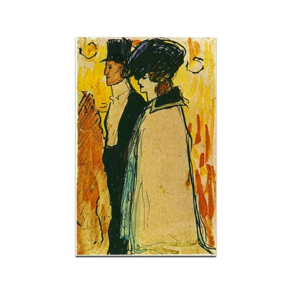 Picasso Paintings Canvas Wall Art. "Couple walking". Picasso Painting Black And White. Picasso Paintings For Wall