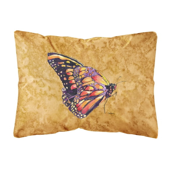 Carolines Treasures 8858PW1216 Butterfly on Gold Canvas Fabric Decorative Pillow, 12H x16W, multicolor