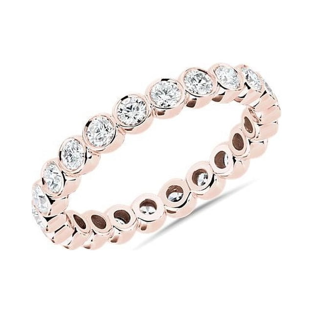 0.25 T.C.W Round Shape Natural Diamond Latest Design Wedding Eternity Band for Ladies Solid 14K Rose Gold Size 8