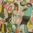 thumbnail image 1 of oneOone Cotton Flex Beige Fabric Abstract Comic Face Quilting Supplies Print Sewing Fabric By The Yard 40 Inch Wide, 1 of 6