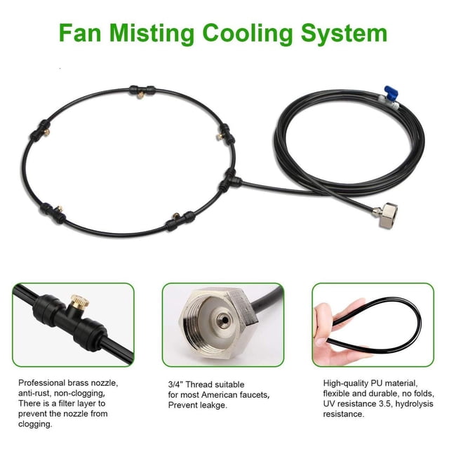 Anillo de ventilador de enfriamiento de invernadero de patio portátil de nebulización al aire libre para patio de enfriamiento y ventilador al aire li