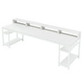 thumbnail image 2 of Topcobe Two Person Desk, 78.7" Computer Desk With Monitor Stand and 4 Open Shelf, Indoor Modern Furniture for Living Room, Office, Game Room, White, 2 of 4