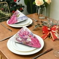 thumbnail image 3 of GZHJMY Pink Flower Pattern Napkins Reusable Washable Cloth Napkins Set of 4, Soft Comfortable Dinner Napkins for Family Weddings Holiday Party 20 X 20 Inch Washcloths, 3 of 7