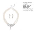 thumbnail image 7 of Ziurtnc 1 Set Bride Necklace Double Layer French Style Vintage Elegant Gift Hypoallergenic High Gloss Faux Pearl Women Earrings Wedding Jewelry, 7 of 7