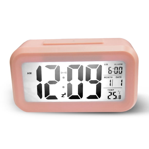Sidaley Reloj despertador de pantalla Digital dormitorio Sensor de temperatura termómetro retroiluminación calendario portátil Snooze relojes Electrónica Rosado