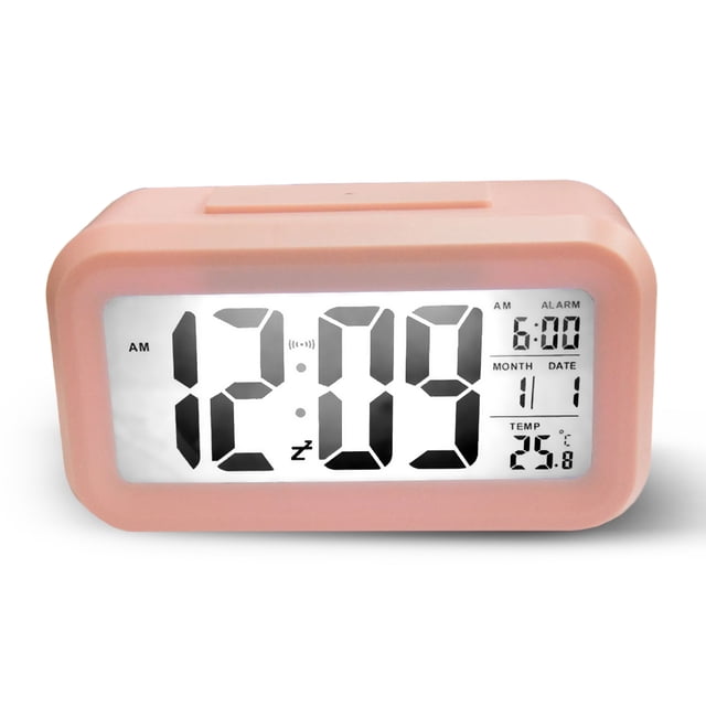 Sidaley Reloj despertador de pantalla Digital dormitorio Sensor de temperatura termómetro retroiluminación calendario portátil Snooze relojes Electrónica Rosado