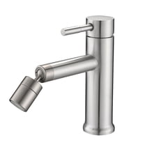 JERFIT Single Handle Bathroom Sink Faucet, Brushed Nickel 1-Hole Deck Mount Vessel Lavatory Faucet with 360° Swivel Spout and 2 Water Flow Modes