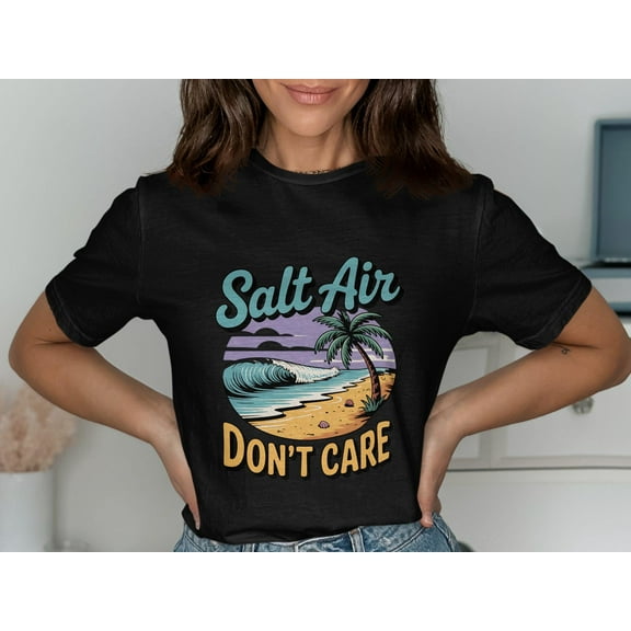 Salt Air Dont Care Beach Vibes TShirt Summer Coastal Graphic Tee Ocean Lovers Gift Cute Beach Outfit Palm Tree Shirt