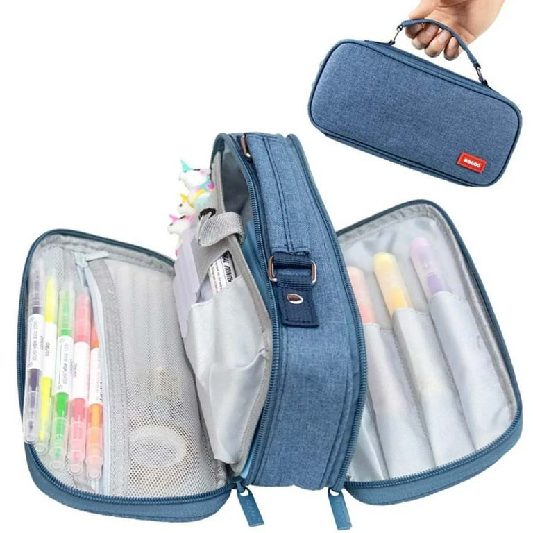 SKYCARPER Pen Organizer Case Pencil Case Cosmetic Bag#Blue, Size: One size, Black