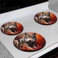 thumbnail image 2 of BaHomeck Electric Stove Burner Covers Set of 4,Round Metal Gas Stove Burner Covers 8 Inch and 10 Inch,Kitchen Decor,Wolf Surrounded By Vibrant Red Autumn Leaves, 2 of 2