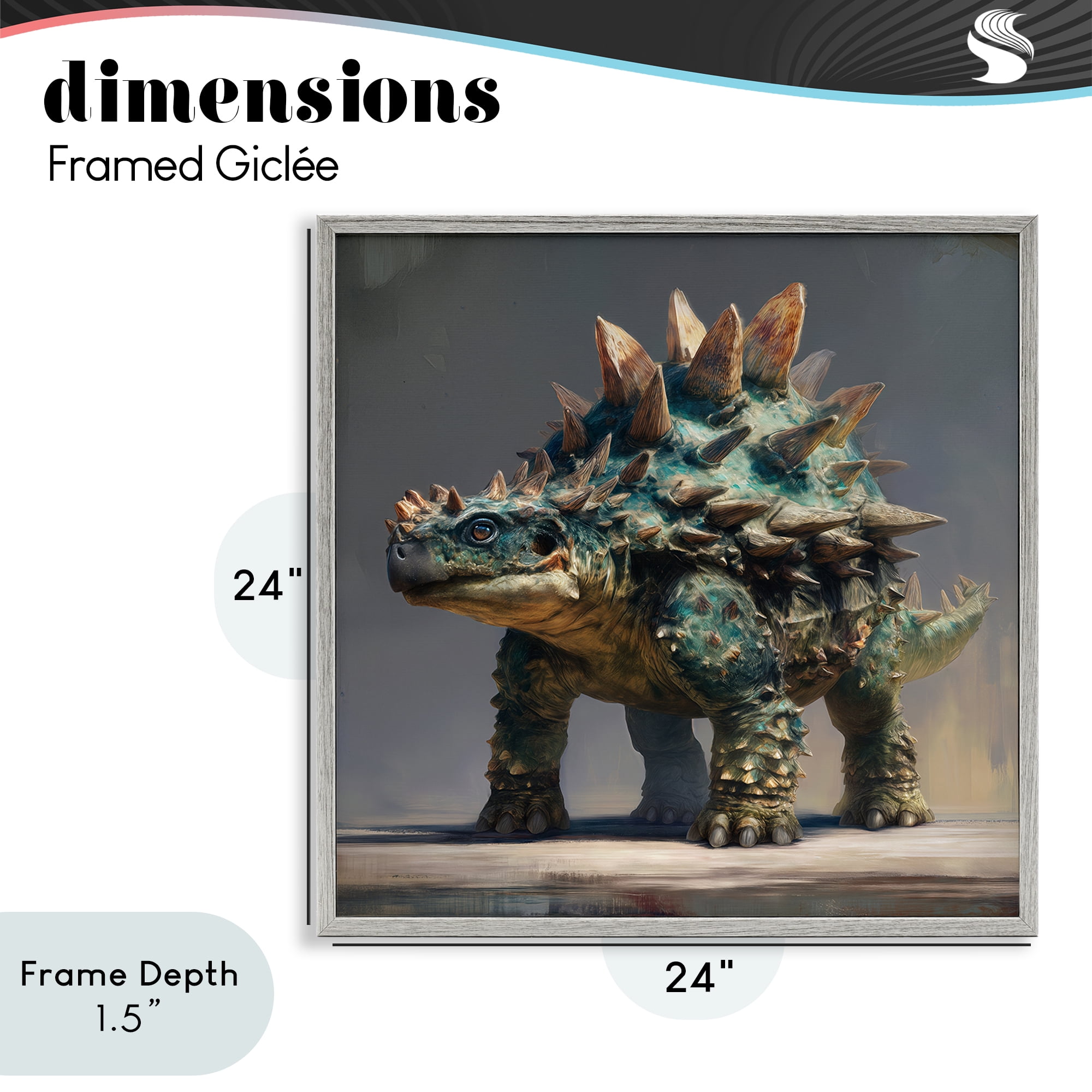 Stupell Industries Prehistoric Ankylosaurus Portrait Gray Framed Giclee Art, design by Wumples