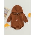 thumbnail image 2 of Bagilaanoe Newborn Baby Girl Boy Hooded Romper Sweatshirt Long Sleeve Bodysuit Rainbow Embroidery Pullover 3M 6M 12M 18M 24M Infant Casual Tee Tops, 2 of 8