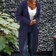 thumbnail image 2 of DHFJKG Women's Solid Color Sweater Coat Loose Fit Knit Cardigan With Knit Knee-Length Long Sleeve With Pockets Soft Jackets, 2 of 4