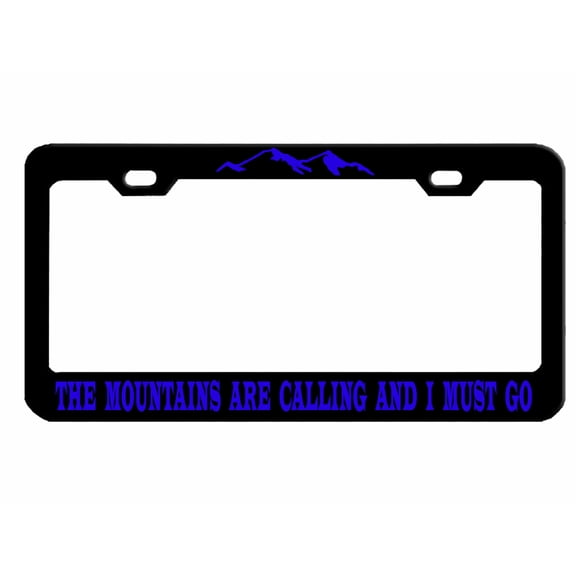 The Mountains are Calling and I Must go License Plate Frame/Car Accessories Auto License Plate Frame Car Tag Holder Cover (Black/line Blue)