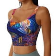 thumbnail image 2 of Balery Rooster Oil Painting Sujetadores deportivos con espalda cruzada para mujer, acolchados, sin costuras, de alto impacto, ideales para yoga, gimnasio, entrenamiento y fitness.-Medium, 2 of 8