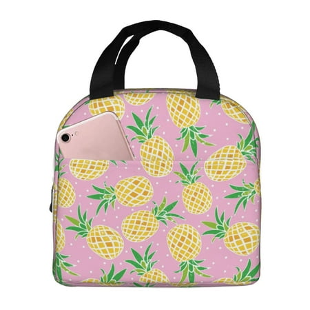 Insulated Lunch Bag for Women Men - Cute Pineapple Starry Sky Pink Leakproof Cooler Lunch Box for Women Men  Lunch Tote Bags for Work School Picnic Travel