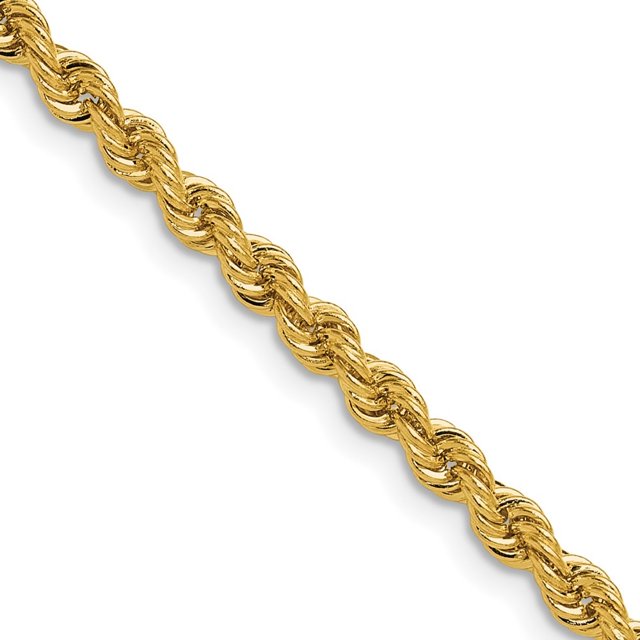Diamond2Deal 14K Yellow Gold 3.8 mm Regular Rope Chain Necklace for Mens 22"