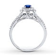 thumbnail image 2 of Divine Creation 925 Sterling Silver 2.15 Ct Round Cut Blue Sapphire & Diamond Engagement Thanksgiving Christmas Halo Bridal Ring Set 14K White Gold Plated For Women's -10, 2 of 2