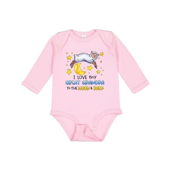 Inktastic I Love My Great Grandpa to the Moon and Back Cute Sheep Boys or Girls Long Sleeve Baby Bodysuit