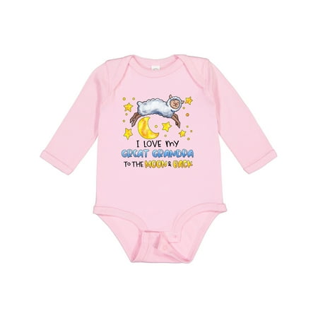 

Inktastic I Love My Great Grandpa to the Moon and Back Cute Sheep Boys or Girls Long Sleeve Baby Bodysuit