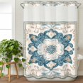thumbnail image 3 of Boho Flowers No Hook Shower Curtain Waterproof,Bathroom Curtains with Snap in Liners and See Through Top Window,Country Neutral Chic Abstract Floral Art Hotel Style Bathtub Curtains Shower 60"Wx72"L, 3 of 8