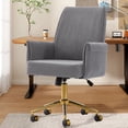 thumbnail image 3 of S-HOME Ergonomic Mid-Back Liftable Office Chair in Striped Fabric with Golden Base and Memory Foam Cushion , Gray, 3 of 7