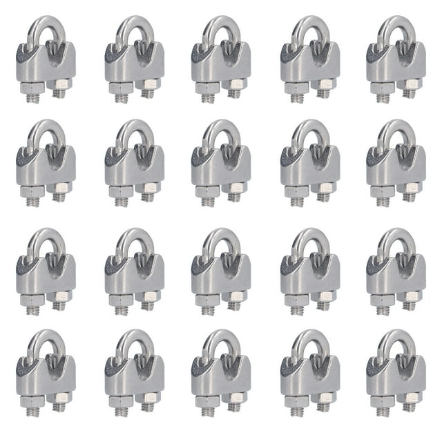 Wire Rope Clamp, High Strength Stainless Steel Wires Clip 20Pcs Wear Resistance For Cable Fixing M22mm,M33mm,M44mm,M55mm,M66mm,M88mm