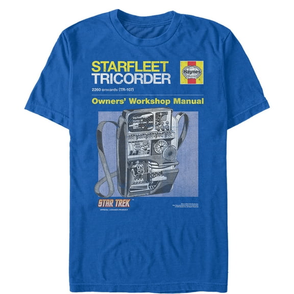 Men's Star Trek Starfleet Tricorder Owners Workshop Manual  Graphic Tee Royal Blue X Large