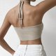 thumbnail image 5 of Camiseta Sin Mangas Con Cuello Halter Dobladillo curvo Cami Top Navel Exposed Mujer Estilo Y2k Traje de calle (Beige S) Cgtredaw Para estrenar, 5 of 6