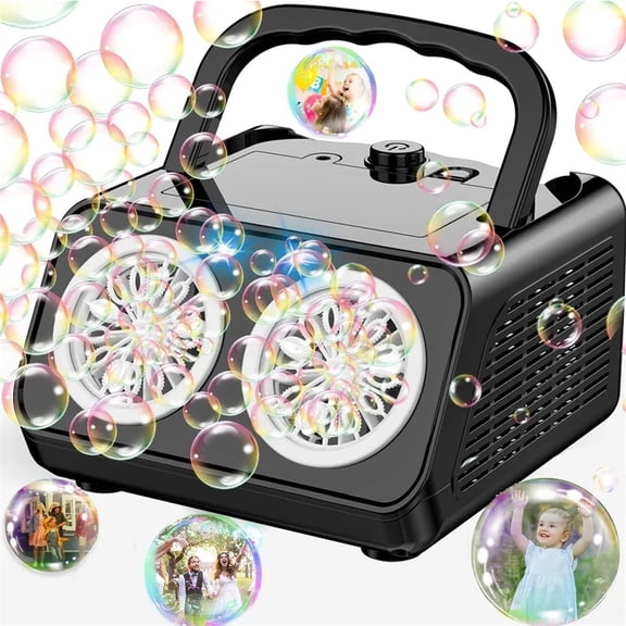 Automatic Bubble Machine With 2 Fans, Up To 20000 Bubbles Per Minute, USB/AA Battery Powered Portable Bubble Blower