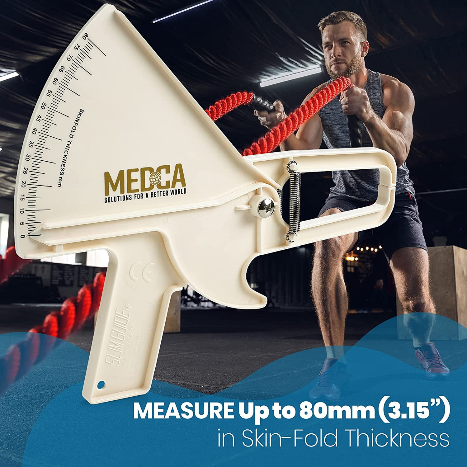 MEDca Pro Body Skin White Caliper Handheld BMI Unisex Measuring Tool Fat