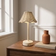 thumbnail image 4 of HAHUT Rattan Table Lamp, LED Rechargeable Cordless Boho Woven Desk Lamp with 3 Color Temperature Touch Control Dimmable for Living Room Bedroom Wedding Decor (Beige), 4 of 10