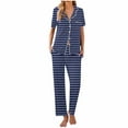 thumbnail image 6 of Tnhcen Women's Summer Plaid Two-piece Pajama Set Sleepwear Loungewear Button-Down Nightwear Homewear Sets S-2XL, 6 of 6